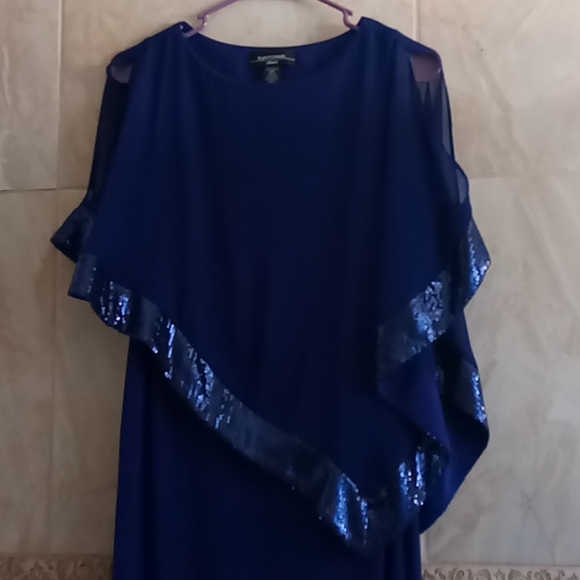 Robe De Soirée Bleue Perles R&M Richards Taille 14 - Occasion Très Bon état